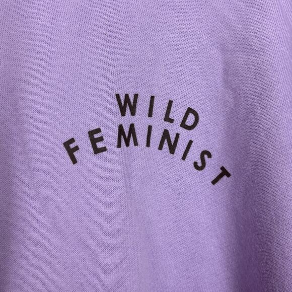 NWT WILDFANG Lavender Wild Feminist Cotton Hoodie Statement Large - Picture 4 of 6